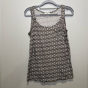 LOFT green and white Geometric Tank Top with chest pocket women’s size XS